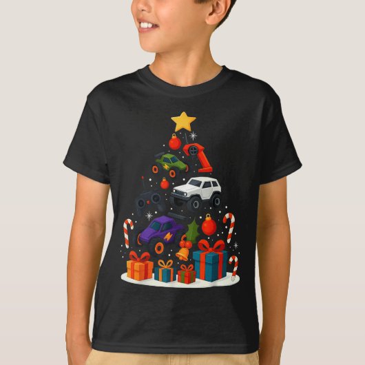 T-shirt Voiture télécommandée course Noël arbre de Noël (Devant)