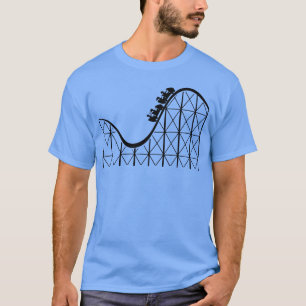 T-shirt voitures de montagnes russes sur les rails dans un