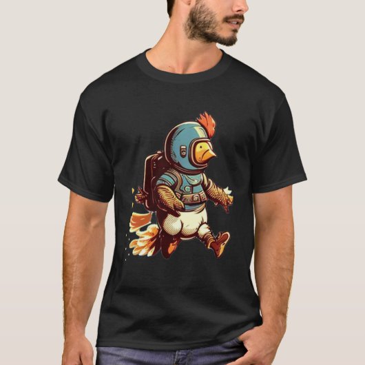 T-shirt Voler avec le poulet à réacteur (Devant)