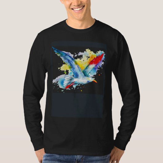 T-shirt Voler comme une mouette peinte (Devant)