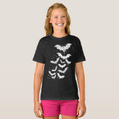 T-shirt Voler Halloween Galaxy Bats blancs et étoiles (Devant entier)
