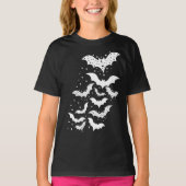 T-shirt Voler Halloween Galaxy Bats blancs et étoiles (Devant)