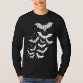 T-shirt Voler Halloween Galaxy Bats blancs et étoiles (Devant)