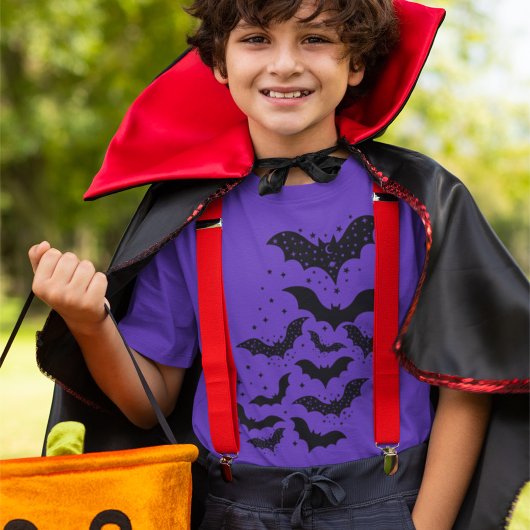 T-shirt Voler Halloween Galaxy chauves-souris et étoiles