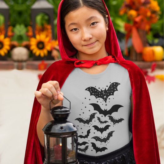 T-shirt Voler Halloween Galaxy chauves-souris et étoiles