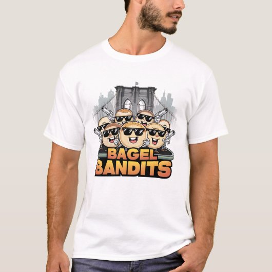 T-shirt Voleurs de bagels devant le pont de Brooklyn (Devant)