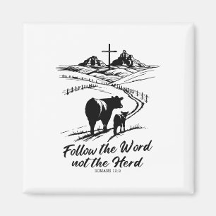 T-shirt volgt het woord niet de kudde Romeinen 122 Magneet