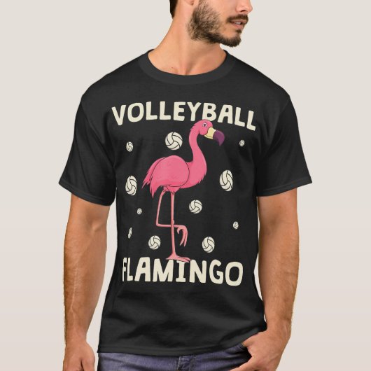 T-shirt Volley-ball Flamant rose rose Funny Beach Vball Gi (Devant)