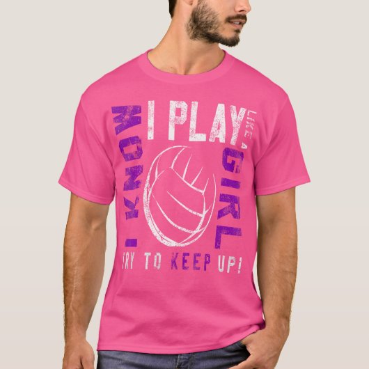 T-shirt Volley-ball pour les filles jouer comme une fille (Devant)