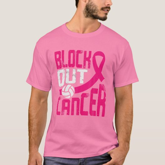 T-shirt Volleyball Cancer du sein Sensibilisation Bloquer  (Devant)