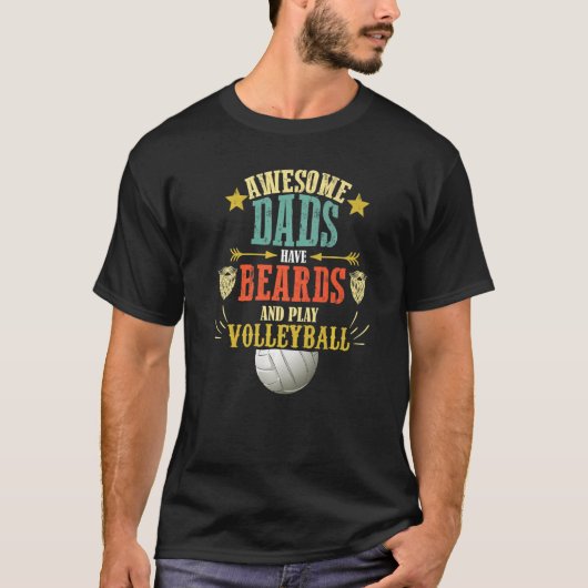 T-shirt Volleyball Dad Beard  Cute Fathers Day Volleyball (Devant)
