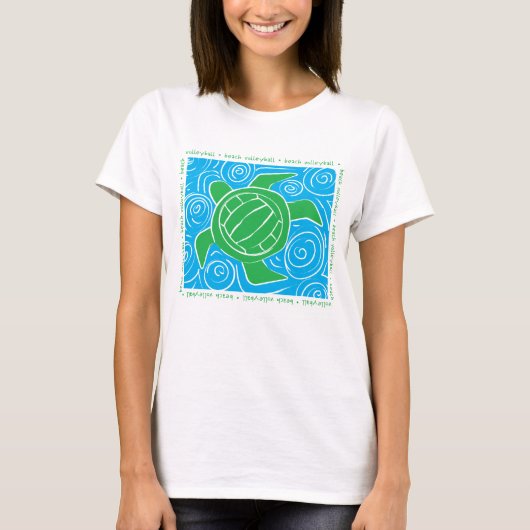 T-shirt Volleyball de plage de tortue (Devant)