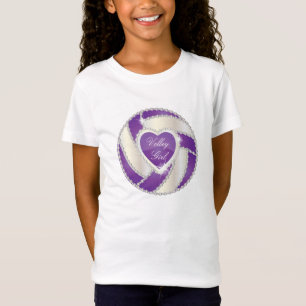 T-Shirt Volleyball élégant de pourpre de coeur de diaman