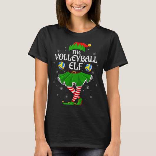T-shirt Volleyball Elf Christmas Family Girls Women Elf Sq (Devant)