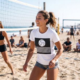 T-shirt Volleyball et filet minimaliste Noir et Blanc