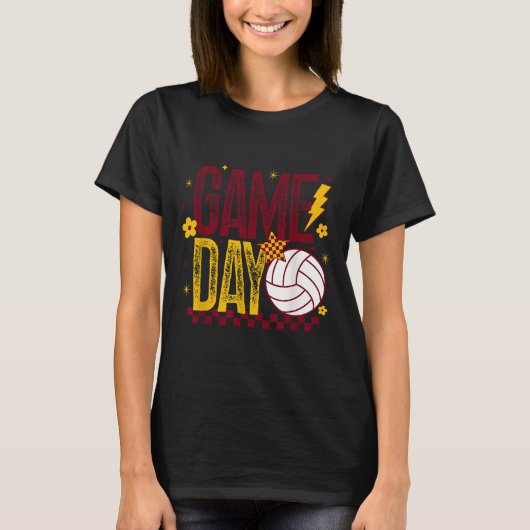 T-shirt Volleyball Game Day Retro Girls Volleyball Mom Mar (Devant)