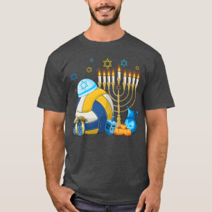 T-shirt Volleyball juif Menorah Hanukkah Chanukah Sport