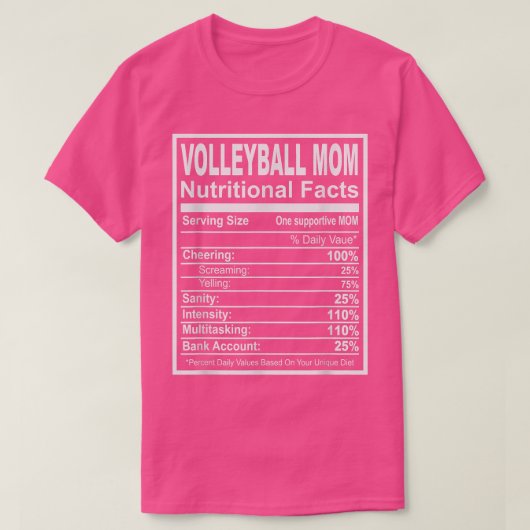 T-shirt Volleyball Maman Faits nutritionnels (Design devant)