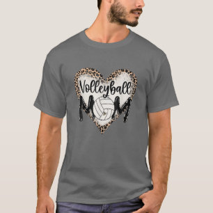 T-shirt Volleyball Maman Leopard Coeur Funny Ball Maman Mè