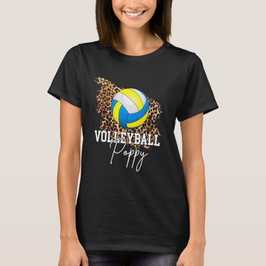 T-shirt Volleyball Poppy Leopard Heart (Devant)