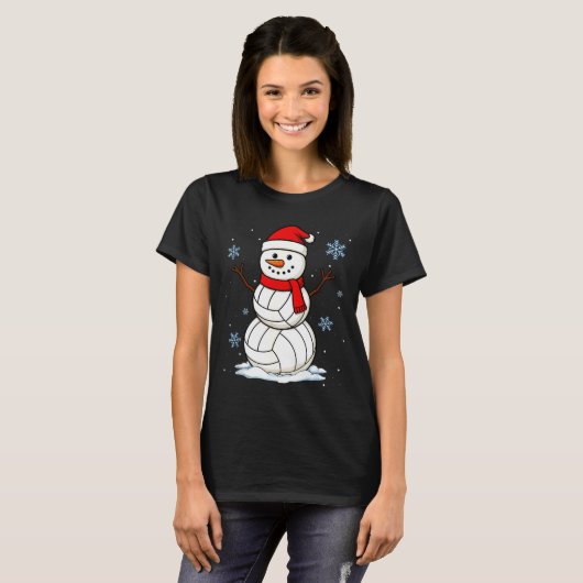 T-shirt Volleyball Snowman Merry Christmas Funny Srts Xmas (Devant entier)