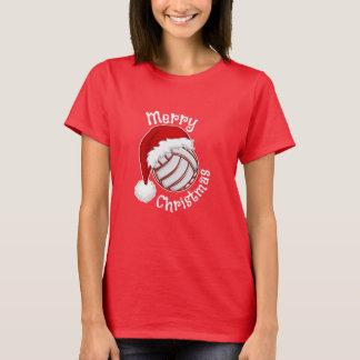T-shirt Volleyball with Santa hat Funny Christmas print