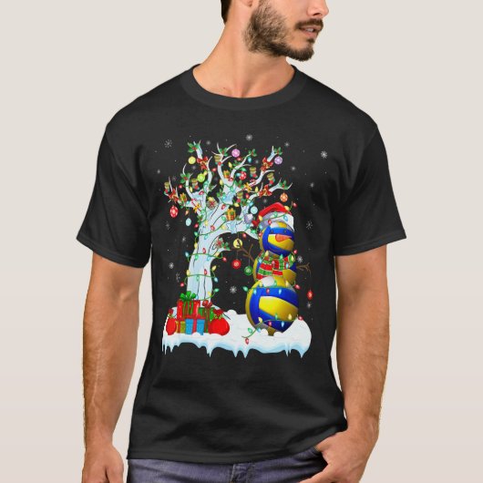 T-shirt Volleyball Xmas Tree Lighting Snowman Volleyball C (Devant)