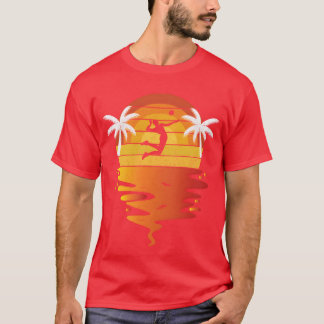 T-shirt Volleyballee rétro coucher de soleil 70s vintage V
