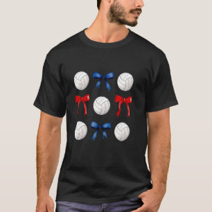T-shirt Volleyballs & Rubans Rouges et Bleus Filles Volley