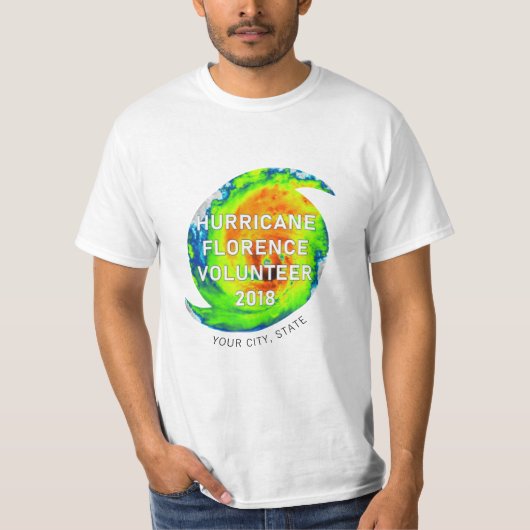 T-shirt VOLONTAIRE DE L'OURAGAN FLORENCE | Emplacement (Devant)