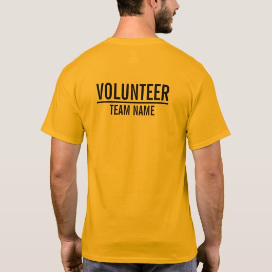 T-shirt Volontaire jaune avec le nom fait sur commande (Dos)