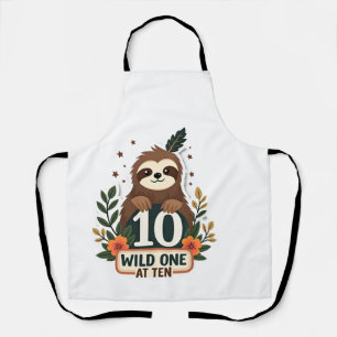 T-shirt voor 10e verjaardag luiaard vintage wild o schort
