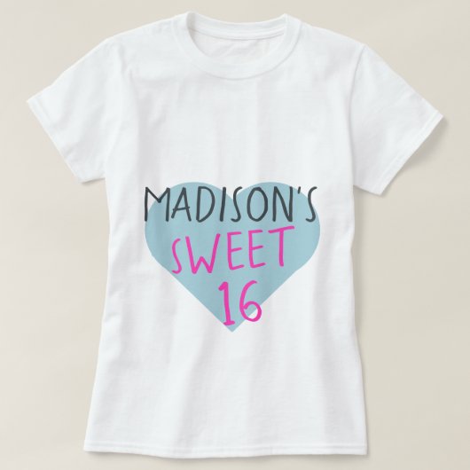T-shirt voor 16e verjaardag Sweet 16 (Design voorkant)