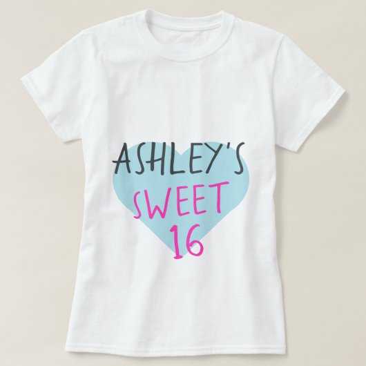 T-shirt voor 16e verjaardag Sweet 16 (Design voorkant)