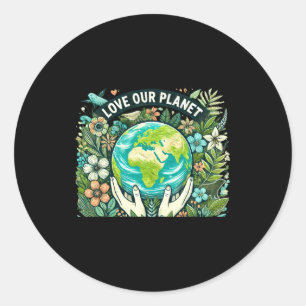 T-shirt voor Aardedag: Liefde voor onze planeet Aa Ronde Sticker