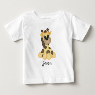 T-shirt voor baby met speelgoedgiraffe en -beer
