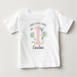 T-shirt voor Bee-Day-meisje met roze en madeliefje