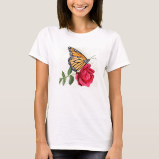 T-shirt voor dames met Monarch Butterfly op Red Ro
