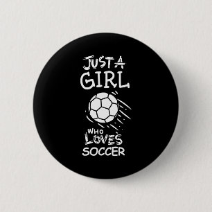 T-shirt voor een meisje dat van voetbal houdt ronde button 5,7 cm