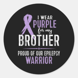 T-shirt voor epilepsiebewustzijn Mijn broer Warrio Ronde Sticker