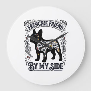 T-shirt voor Franse Bulldog Vintage bloemendesign  Grote Klok