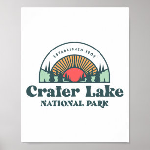 T-shirt voor gezinsvakantie - Retro Crater Lake Na Poster