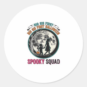 T-shirt voor grote zus Halloween voor haar eerste Ronde Sticker