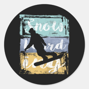 T-shirt voor het instappen van sneeuwboarder -  re ronde sticker