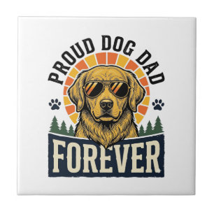 T-Shirt voor Honden Vader Vintage Gouden Retriever Tegeltje