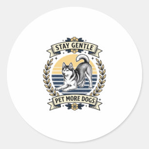 T-Shirt voor hondenliefhebbers Blijf vriendelijk m Ronde Sticker