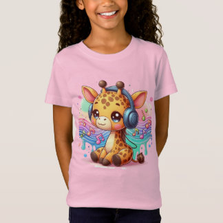 T-shirt voor meisjes met Schattigee Giraffe Illust
