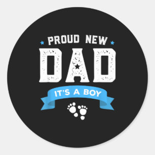T-shirt voor trotse nieuwe vader Cute It's A Boy-c Ronde Sticker