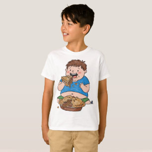 T-Shirt voor Uniseks Kinderen met Taart Eten Motie