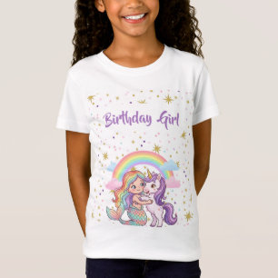 T-shirt voor verjaardagsmeisje met zeemeermin en e